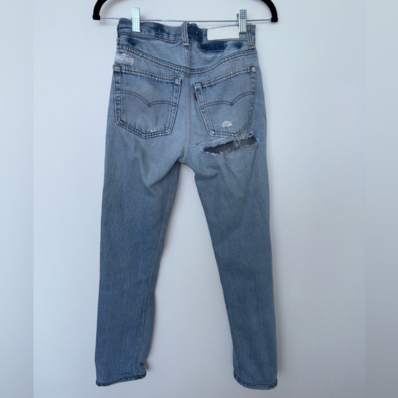 Re/Done Denim - Re/Done + Levi’s | Indigo A Rip | Light Blue Straight Leg Jeans